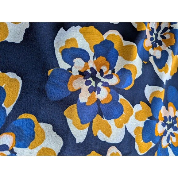 Cabi Blouse Women’s M Blue Yellow Floral Chiffon Lydia Top Cottagecore Career - Picture 13 of 13